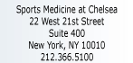 Sports Medicine at Chelsea Piers, 23rd Street and the Hudson River, Pier 60, New York, NY 10011, 212.366.5100